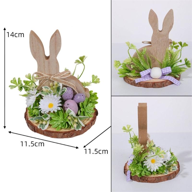 Easter Eggs Rabbit Decorations Wood Plastic Indoor Outdoo Family Activity Supplies Desktop Ornament