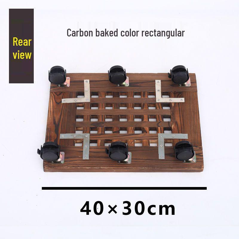 Bonsai Wood Flower Stand with Wheels | Square/Round Anti-Corrosion Elevated Pot Tray for Indoors