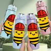 1PC Worker Bee Helmet Cartoon 750ml Color Plastic Sports Water Bottle Leakproof Flip Straw Lid Suitable for Sports Office Home Use