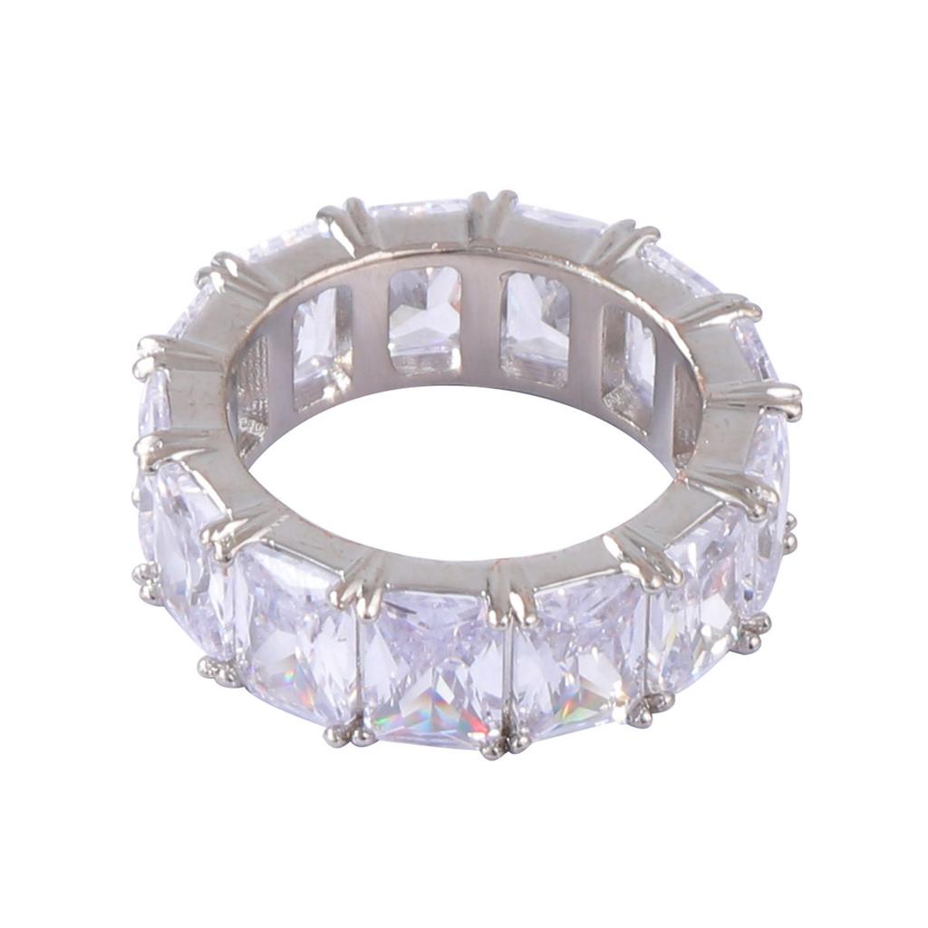 Exquisite fashion simple light luxury square zircon ring ring female versatile temperament commuter female ring