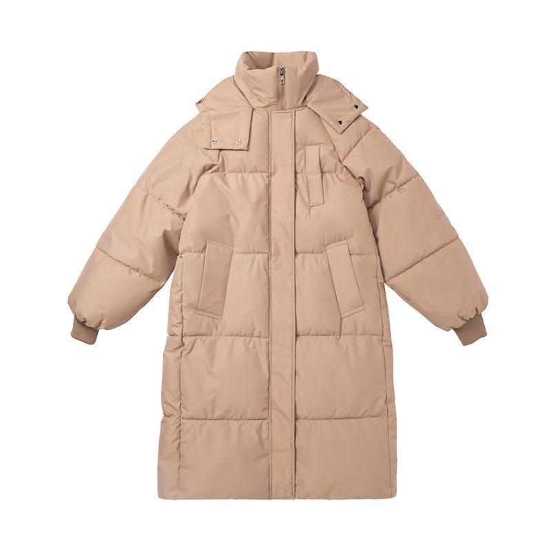 New wrinkle-resistant hooded windproof lightweight thickened fluffy warm warm cold loose medium-length high-quality fabric casual sports jacket