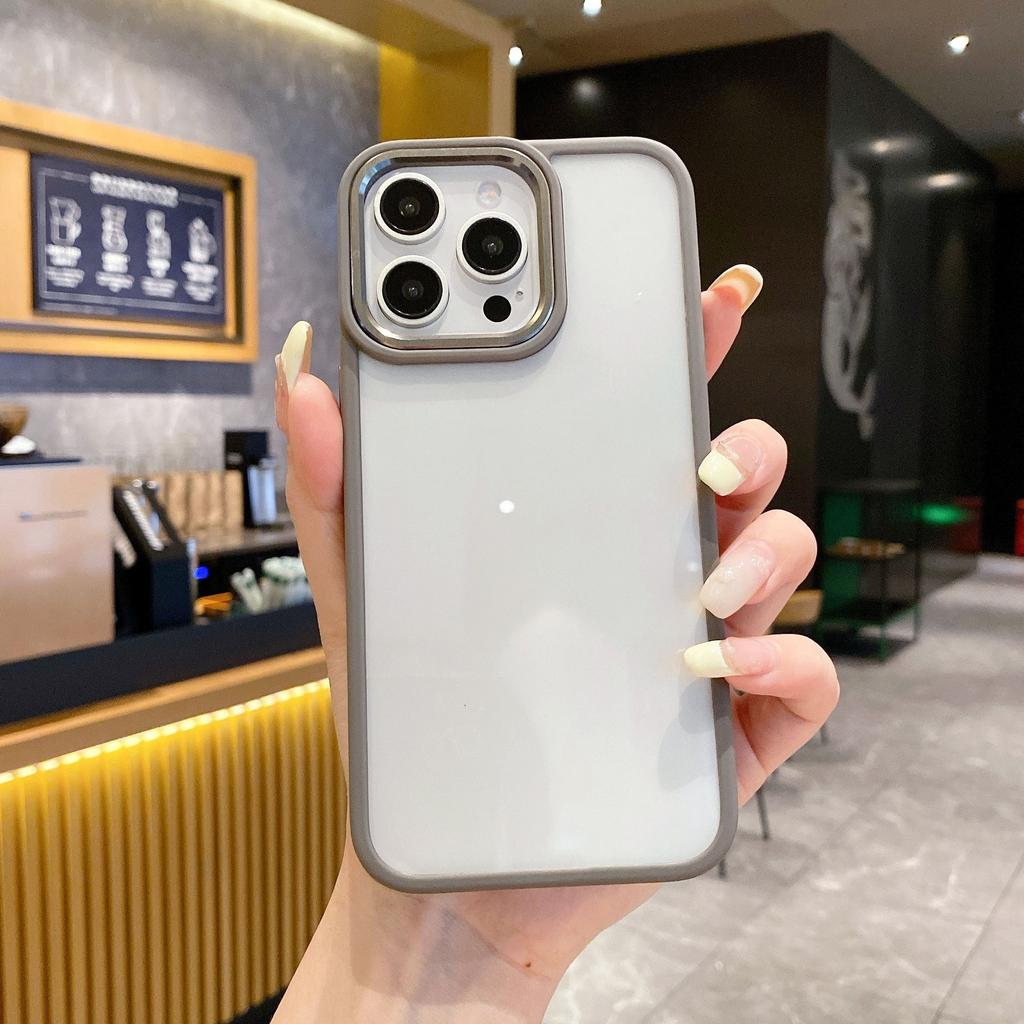 Apple 16 Mobile Phone Case, Simple Candy Color, Suitable for Iphone15 Transparent Anti-drop 14ProMax Gold Shield Protective Case
