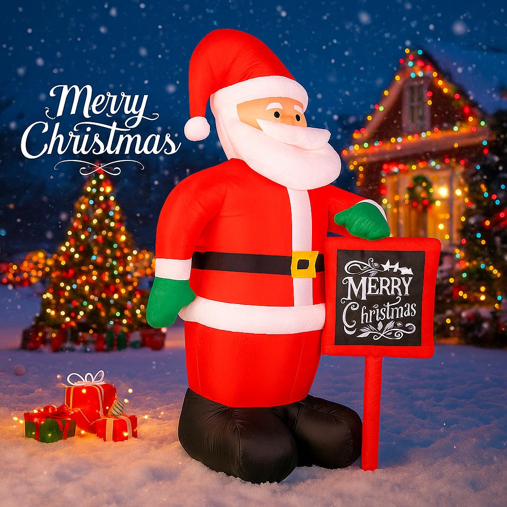 5.9FT Christmas Toy Inflatable Santa Claus Decorations With LED Lights Xmas Ornament for Yard Lawn Home Party Xmas Supplies Gift