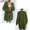 BITCED Autumn/Winter Oversized Mid-Length Cardigan Knitwear V-Neck Solid Colour Knit Top
