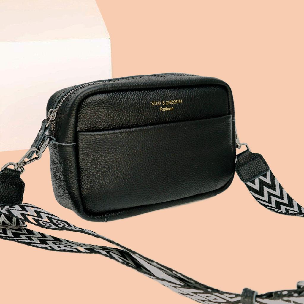 Äkta Läder Damväskor Tide Mode Enkel Axelremsväska Crossbody Huvudlager Nötskinn Liten Fyrkantig Väska