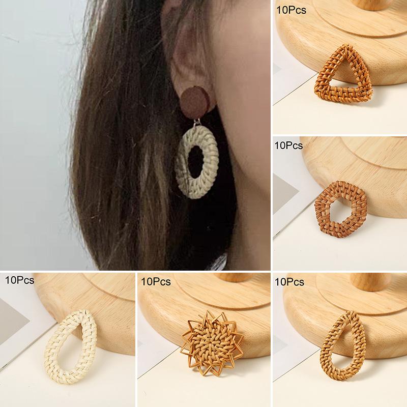 

10 шт., кулон «сделай сам», натуральные серьги, соломенные аксессуары из ротанга и кукурузы, ручные ювелирные изделия, многофункциональные