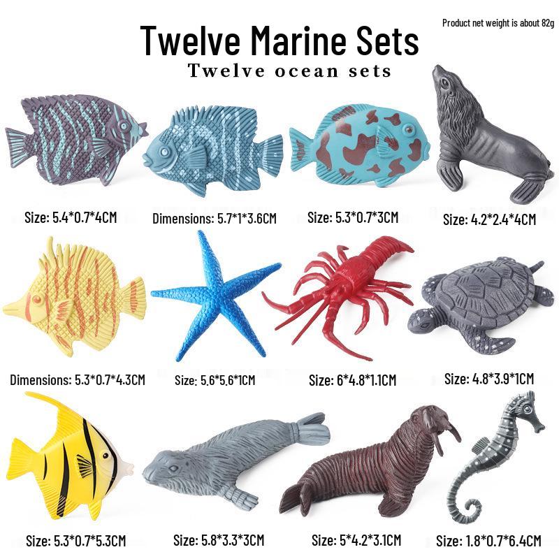 Mini Sea Turtle, Starfish, Lobster Model Toy Set for Children s Cognitive Learning