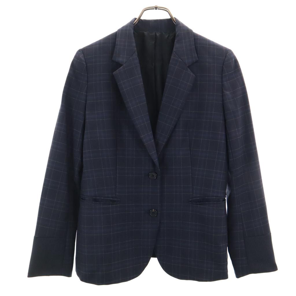 Paul Smith Made In Japan Check Pattern Tailored Jacket 40 Navy Women Used