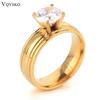 VQYSKO Jewelry Wholesale Fashion Womens Jewelry Accessories Lot Womens Rings Fashion Gold Color Stainless Steel