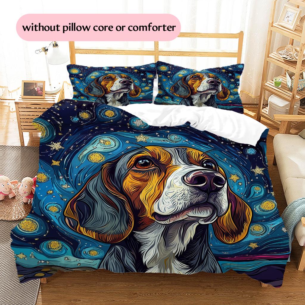 Beagle Pattern Bedding Home Decoration Birthday Gift (1 * Duvet Cover + 2 * Pillowcase, Without Core)