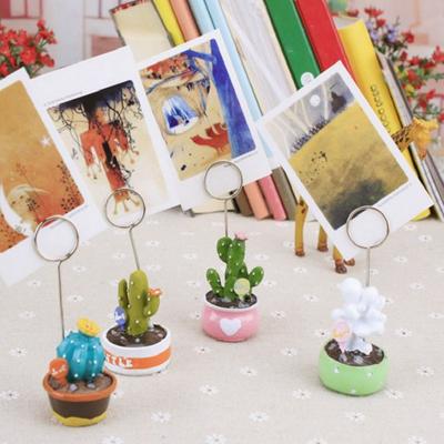 Photo Notes Message Card Clip Holder Artificial Mini Cactus Bonsai Table Decor