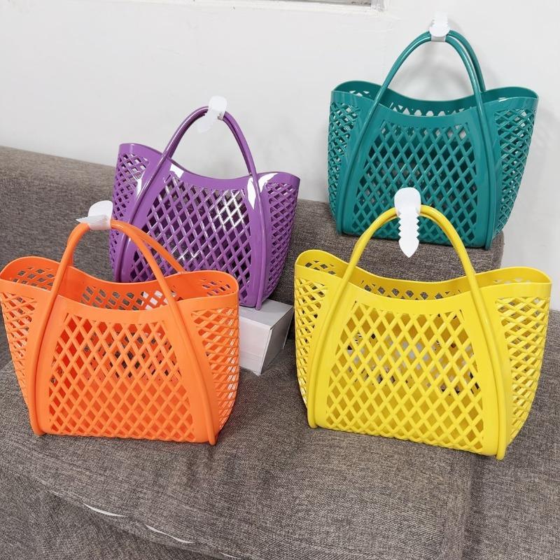 Gele-Tasche Handtasche Silikon Hohl Gemüsekorb Tasche Picknicktasche Einkaufskorb PVC Strandtasche Wäschekorb Bad