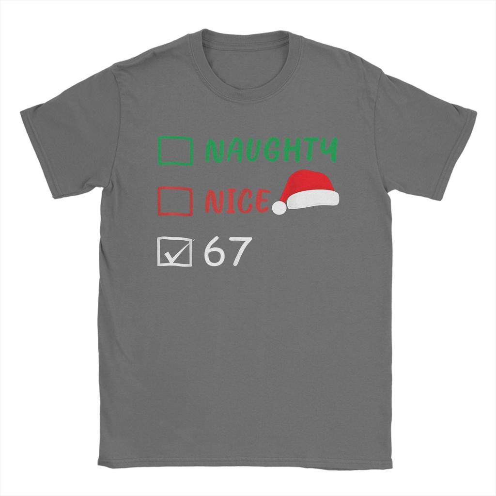 Weihnachten Nett Unartig 67 Meme Baumwoll T-Shirt für Männer Strand Vintage T-Shirts O-Ausschnitt Harajuku T-Shirt Übergröße Design Tops