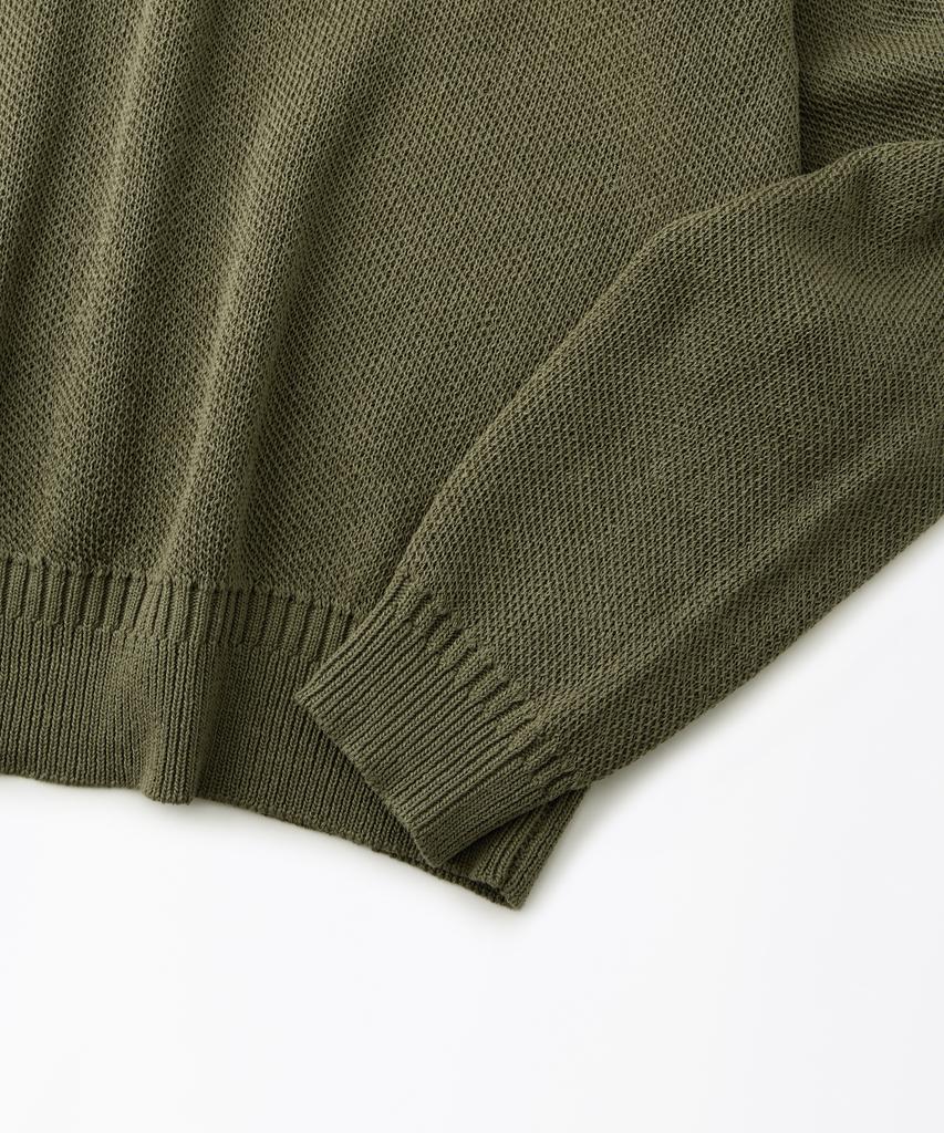OUTSTANDING Linen Fisherman Crew Neck Knit_L.Green