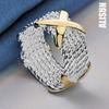 925 Sterling Silver Mother of Gold X Ring Fashion Wedding Jewelry