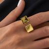 KunJoe Hip Hop Gold Color Square Opening Ring Men Vintage Punk Plain Minimalist Geometric Chunky Finger Rings Jewelry Male Gift