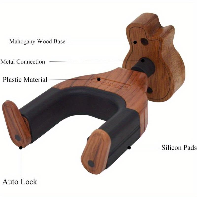 1PC Guitar Wall Mount Hanger Guitar Hook Stand Auto Lock Guitar Wall Hanger with Guitar Pick Necklace