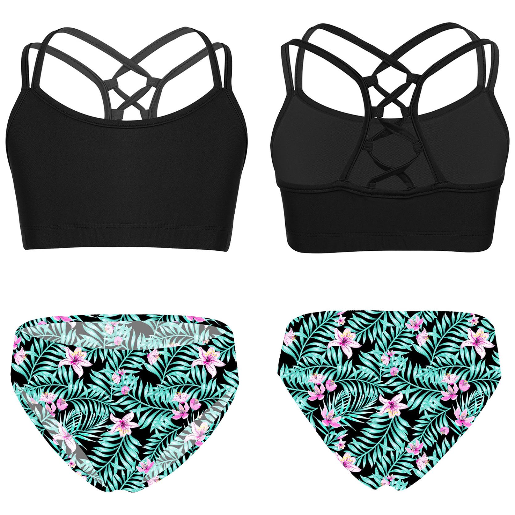 

Детский комплект спортивной спортивной одежды из двух предметов, танкини для девочек, короткий купальник, бикини с купальником, купальники, гимнастическая одежда 3-4 Years