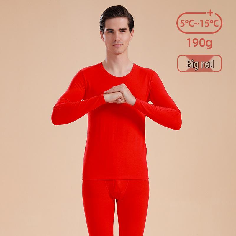 Unisex Slim Fit Cotton Round Neck Warm Underwear Set - Plus Size, Autumn/Winter