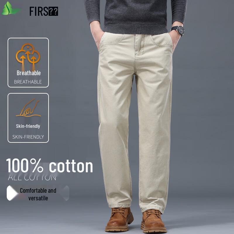 

FIRS Men s 100% Cotton Straight-Leg Stretch Casual Pants 36