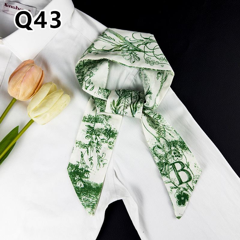 New Long Versatile Silk Scarf Tied Hair Band Bow Letter Floral Streamer Tied Bag Gift Small Silk Scarf