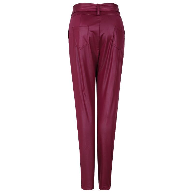 Dame Faux Skinnbukser Høy Midje Slim Leggings Jeggings Skinny Bukser med Belte