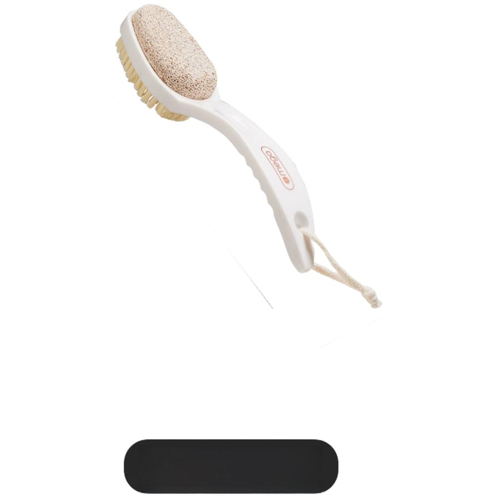 

2 in 1 Foot Callus Remover with Dual Sided Pumice Stone and Soft Bristles for Dead Skin Removal and Deep Foot Cleaning білий