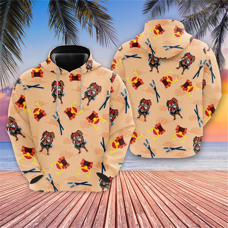 Japońskie samurajskie bluzy graficzne Harajuku Fashion Cherry Blossoms bluzy z kapturem dla mężczyzn ubrania Warrior Cat Y2k bluza z kapturem dla chłopców