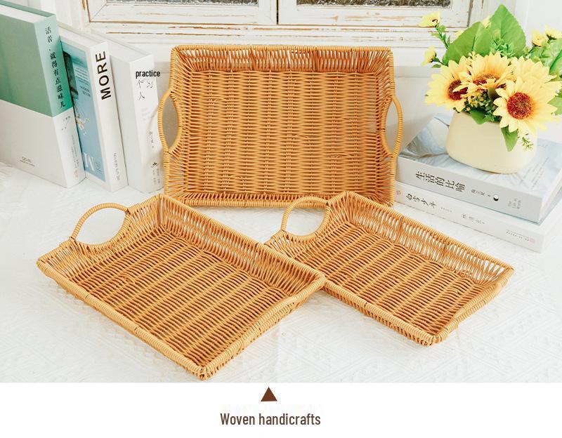 Rattan Weave Fruit & Bread Tray - Snack & Vegetable Storage Basket