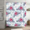 Watercolor Floral Shower Curtain Christmas Decor Pink Blue Flowers for Bathroom Polyester Fabric with Hook Rings Set