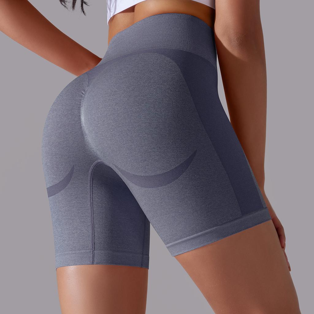 Seamless Belly Tuck Peach Butt Skinny Smile Pants Sports Yoga Pants High Waist Jacquard Fitness Shorts Women