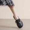 Women's British-Style 2025 Velvet Loafers - Genuine Leather, Black, Sizes 41-43, Flat Autumn Shoes