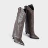 Mode Vintage Herbst Winter Nieten Damen Kniehohe Stiefel Mode Weiches Leder Dünne Hohe Absätze Western Ritter Lange Stiefeletten Freizeitschuhe