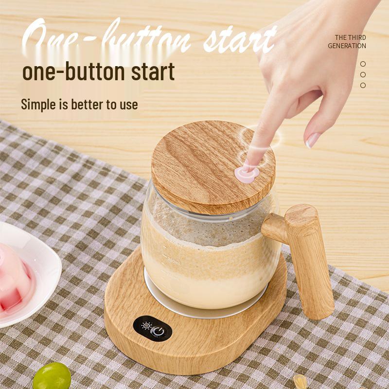 Tazza in Vetro con Mescolatore Automatico e Coperchio per Caffè, Latte e Latte di Soia