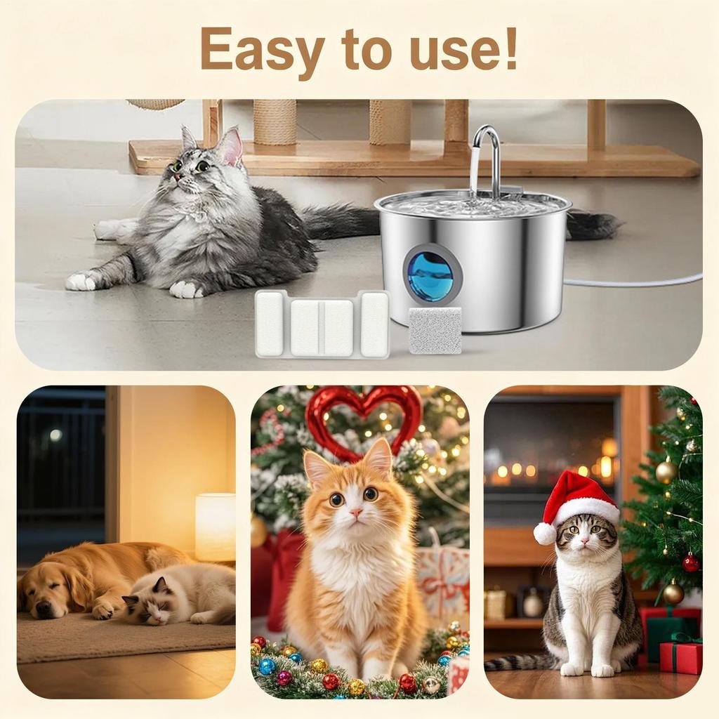 Cat Filters For Water Fountain Odor Remover With 4 Sponge Cat Fountain Filter Replacement For Pet Drinking Dispenser Home