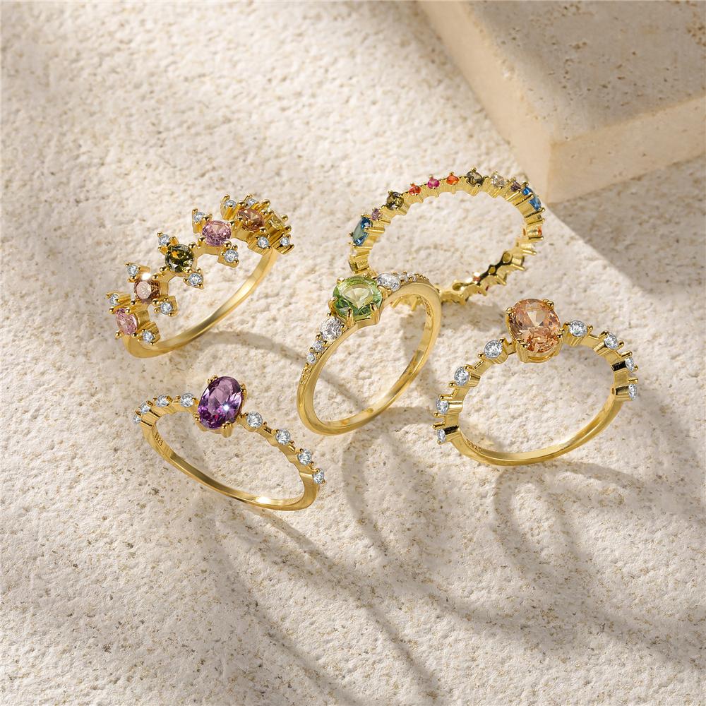 CANNER 925 Silver Original Rings Colorful Crystal Wedding Ring For Women Lovers' Minimalist Engagement Bague Femme Fine Jewerly