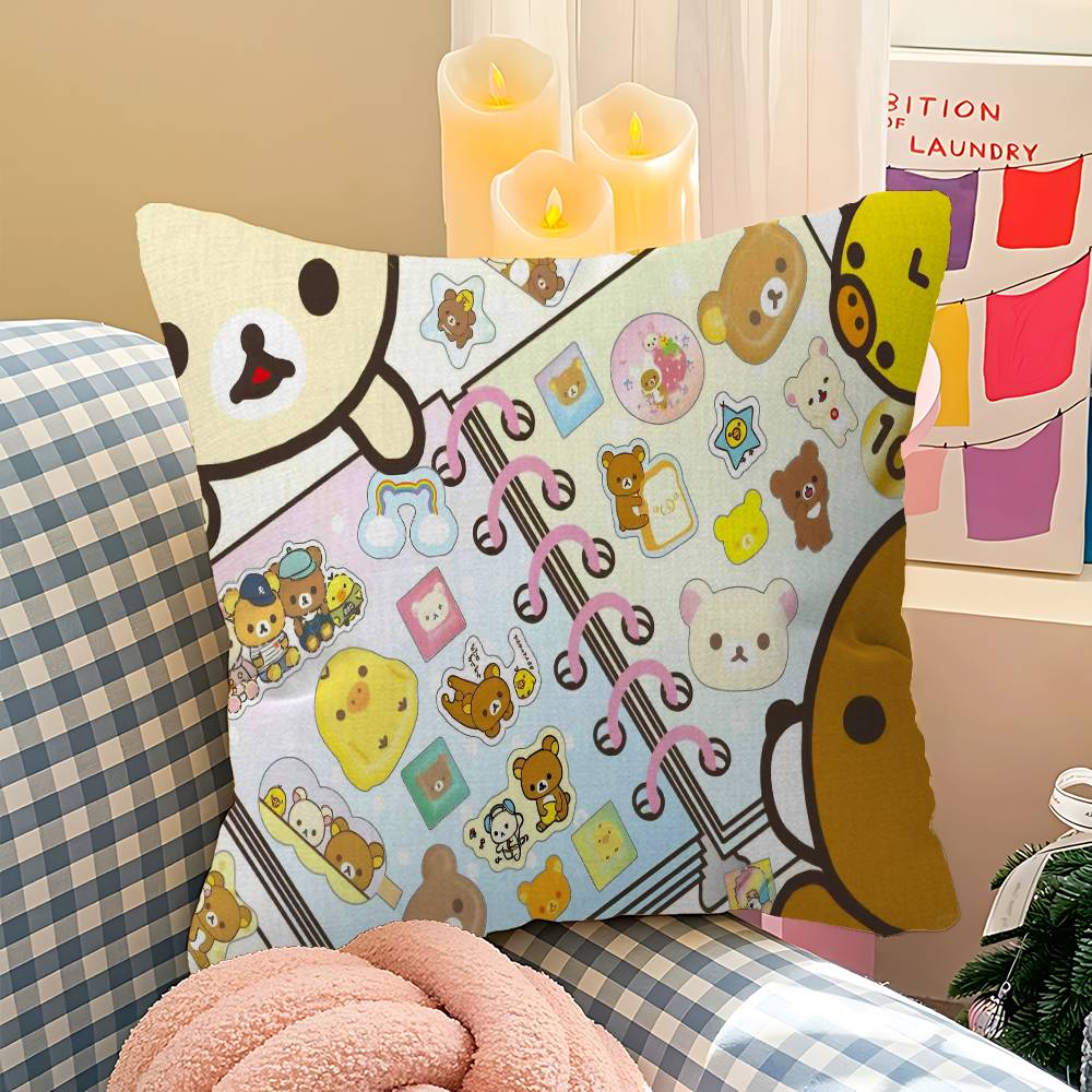 Cute Cartoon RRilakkuma BBear Cushion Cover Inches Farmhouse Decor Home Throw Pillow Covers for Couch Decorations