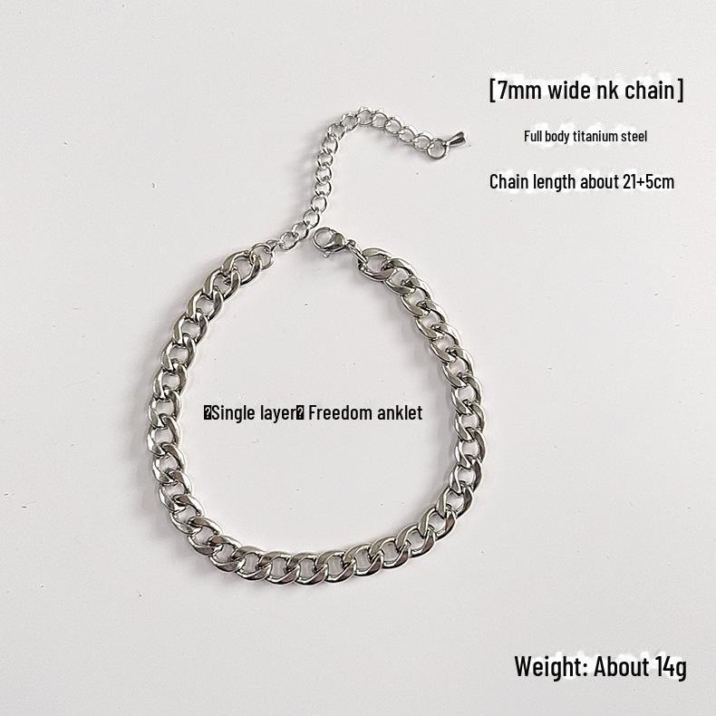 

Корейский браслет на ногу из титановой стали в стиле Харадзюку: Стиль хип-хоп, не выцветает, модный мужской аксессуар