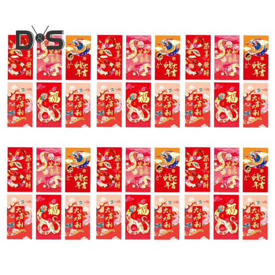 

36 шт. Китайські червоні конверти 2025, конверти для щасливих грошей, рік Змії, червоні пакети для свята весни та святкування Нового року A