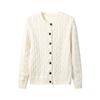 Pure Cotton Knitted Cardigan Jacket for Women, Autumn and Winter Crew Neck Retro Twisted Cotton Sweater