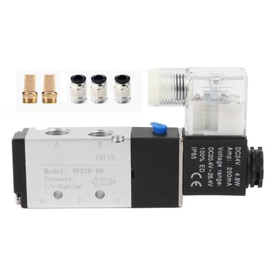 Elettrovalvola Pneumatica 2 Posizioni 5 Vie Elettrovalvola Aria con Connettore 8mm Silenziatore