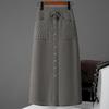 Knitted Skirt Women's Autumn and Winter New Temperament Elastic Wool Skirt High Waist A Line Mid-length Skirt