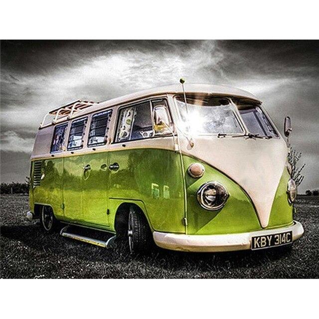 

5D DIY Алмазная вышивка автобус алмазная живопись вышивка крестиком комплект Алмазная мозаика полный квадратный круглый горный хрусталь домашний декор Full Round 30X40CM розовый