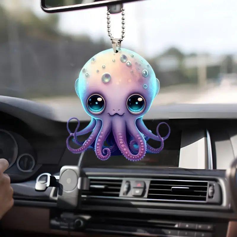 Cute Acrylic 2d Octopus Car Decoration Hanging Pendant For Christmas Tree Backpack Keychain