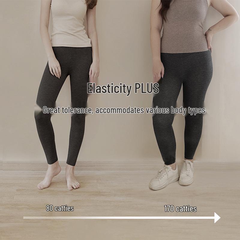 Fleece-Lined Mulberry Silk Tofu High-Waist Women's Warm Seamless Pants for Autumn/Winter