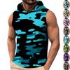 Men's Casual Fashion Printed Sleeveless Hooded Tops | Lightweight Summer Hooded Tank Tops