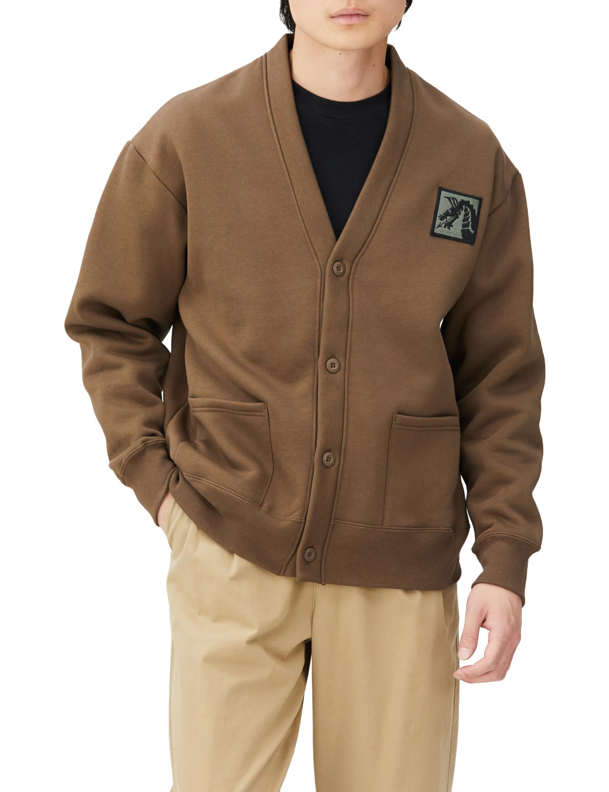 

Sweat Cardigan with Military Emblem Dark F-Style U.S. Patch, Brown, F-SD021213 [Used]