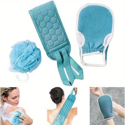 Luxusní koupelová sada: Exfoliační ručník, koupelová houba, masážní kartáč na záda - Nezbytnost do sprchy pro lázeňský zážitek
