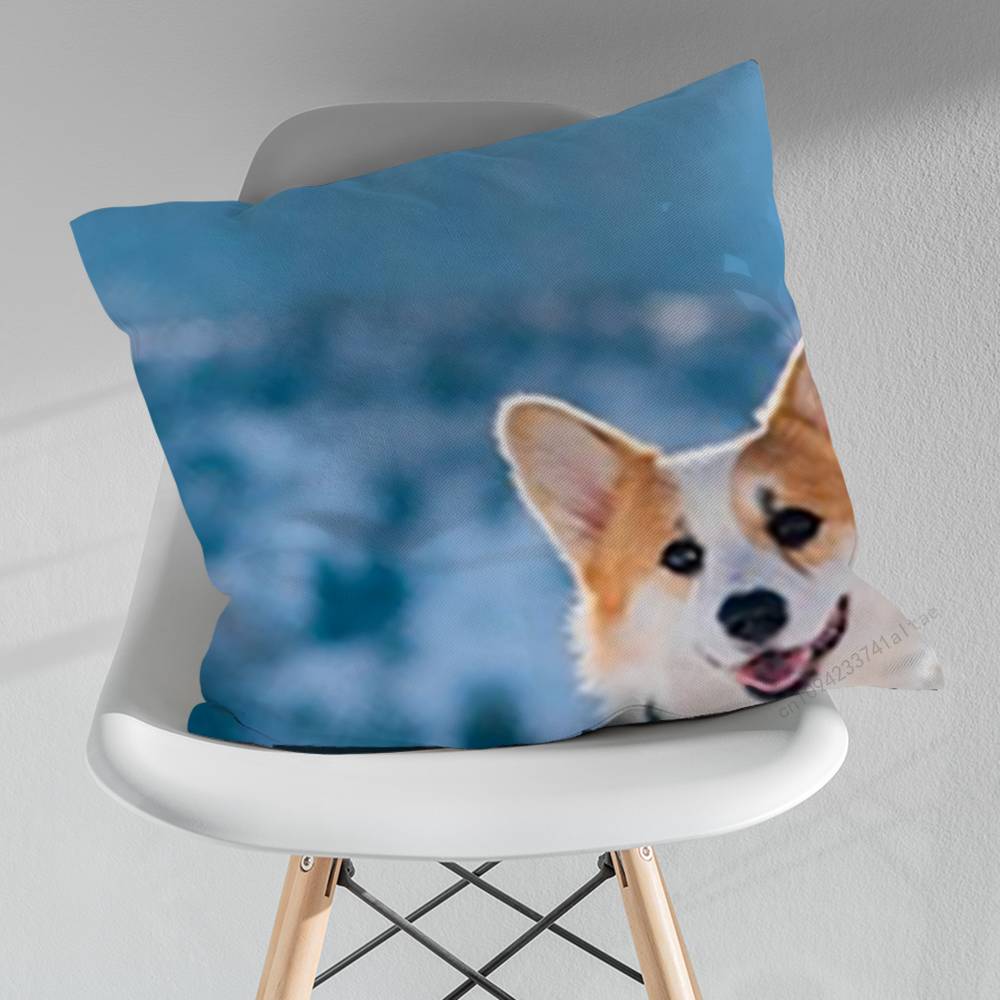 Cute Corgi Puppy pillow over living room sofa cushion cover home decoration bedroom room bed pillow cover