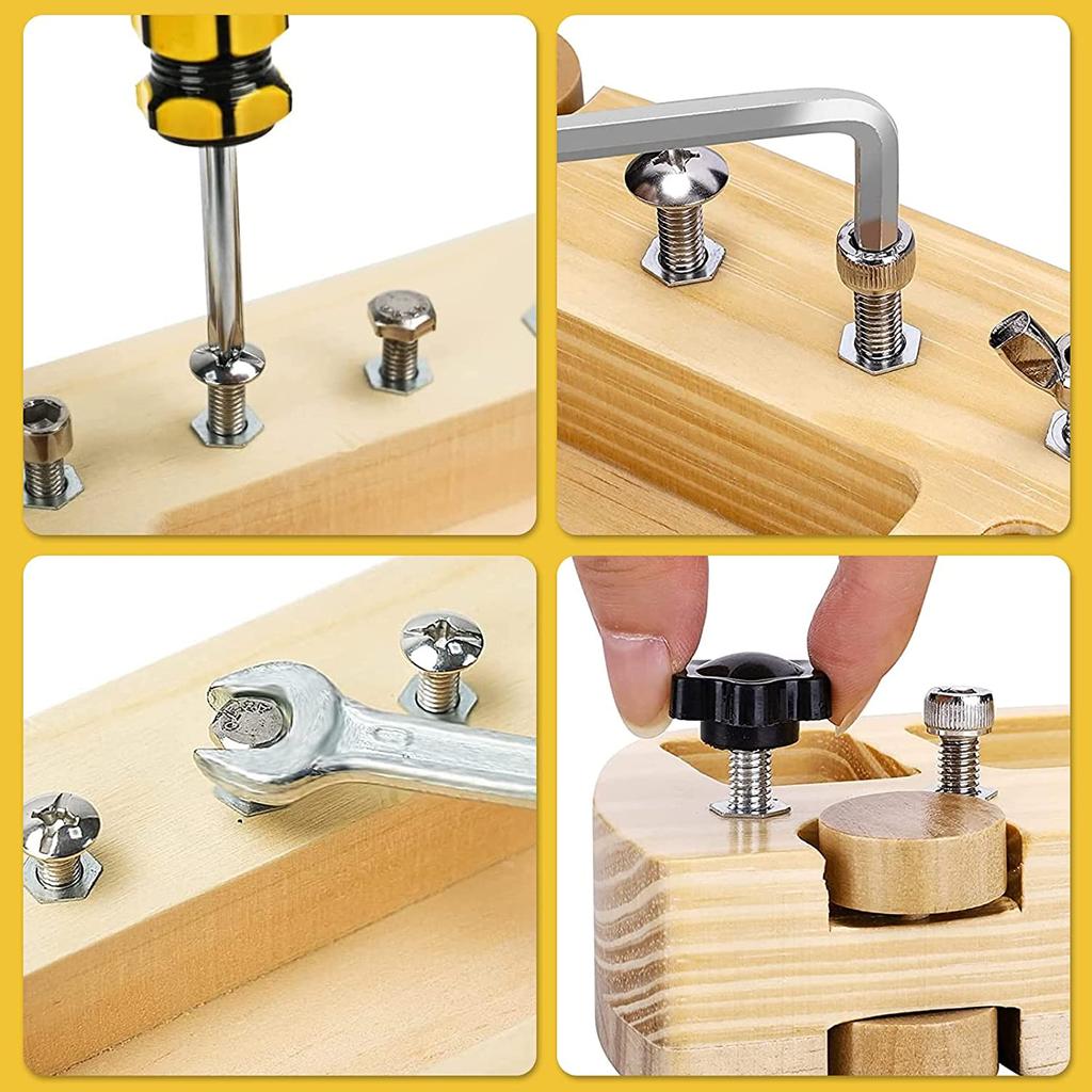 10 Adet Çocuklar Ahşap Montessori Tornavida Tahtası Seti, Çocuklar için Gerçek Araçlar, Çocuklar için Temel Beceriler Eğitim Duyusal eğitici oyuncak Bebekler Okul Öncesi